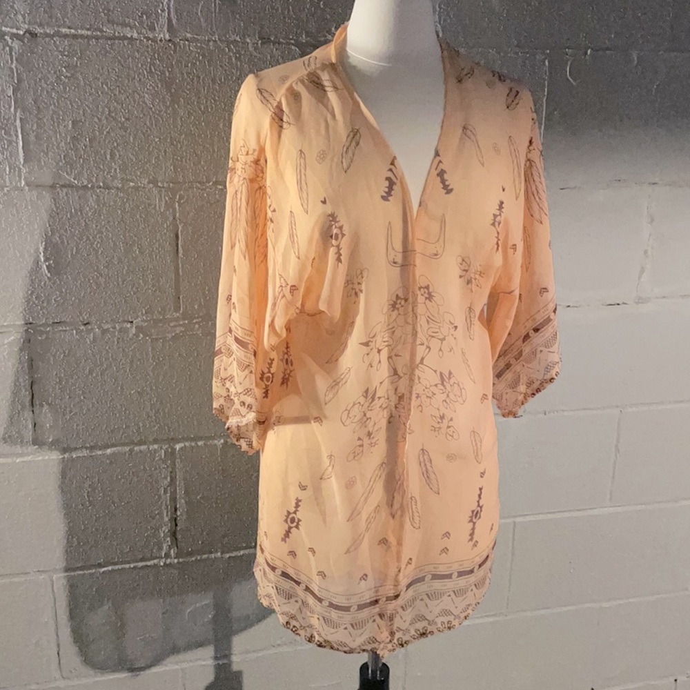 Sheer southwest tunic in Peach
